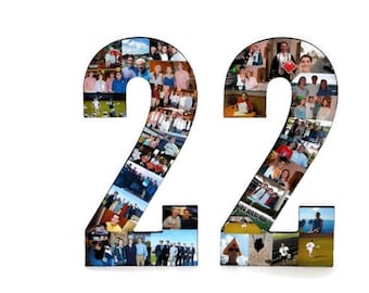 Number 22 Photo Number Collage Picture frame College Sport 40th Wedding Anniversary 10th Birthday Senior night year 2017 Jersey Number 22
