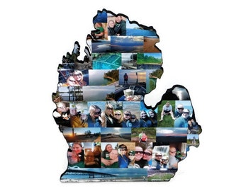 Wooden Custom State Collage Gift College Moving Missing Home New Jersey  Ohio Pennsylvania Michigan Florida Indiana