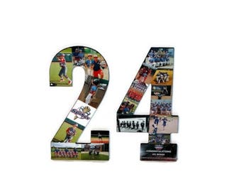 24 Number 24 Photo Number Collage Picture frame College Sport Jersey Number 24 Wedding Anniversary 24th Birthday Senior night year 2017