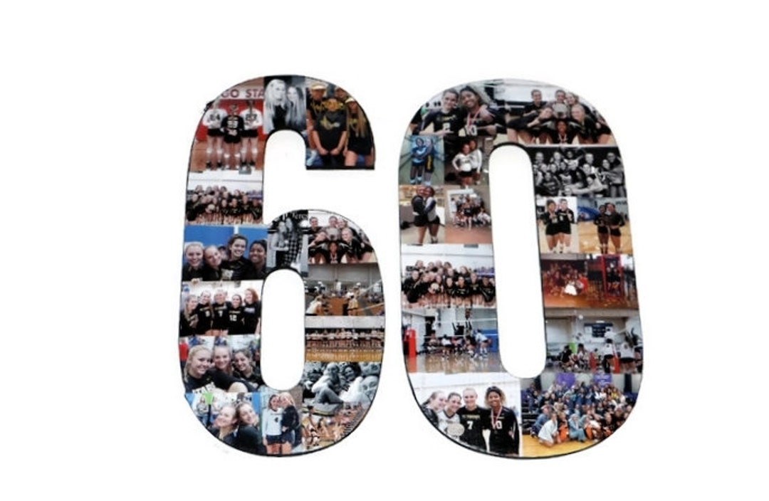 Number 60 Photo Number Collage Picture Frame College 60th Wedding