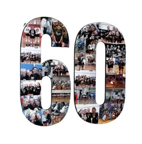 Number 60 Photo Number Collage Picture Frame College 60th Wedding
