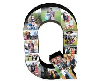 Q Photo Collage Letter 3D 16" Huge Photo letter collage Gift Frame Children's College Dorm Room Wedding Birthday Initial Personalized