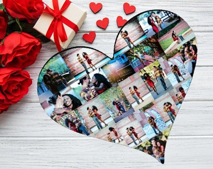 Featured listing image: Valentine Heart Photo Collage, Valentine's Day Gift, Valentine Day Gift, Valentines Day Gift for him for her, Anniversary Gift for Him Her