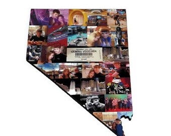 Nevada State Wood Cut out NV | Vegas State Collage | State Collage with Photos | Moving away gift | Missing Home Gift | College Dorm Room