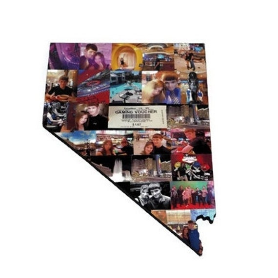 Nevada State Wood Cut Out Nv | Vegas Collage With Photos Moving Away Gift Missing Home Gift College Dorm Room