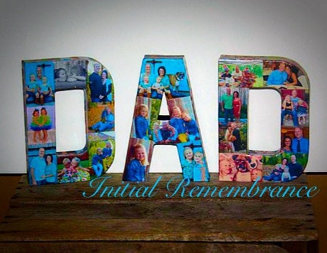 Custom Photo Letter the word DAD 12 Paper Mache Father's Day Mother's Day  Birthday Decor in time for Father's Day Custom Picture Photo Art