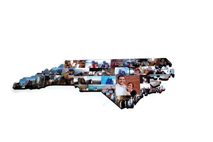 North Carolina State Wood Cut Out | Nc Collage With Photos Moving Away Gift Missing Home Gift College Dorm Room
