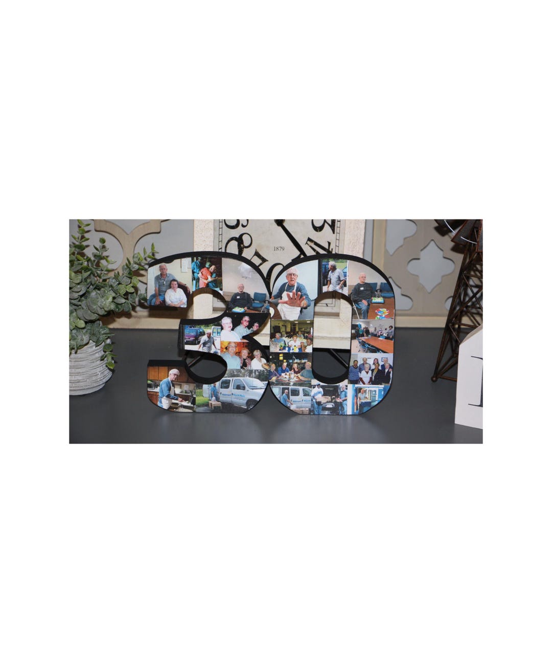 Double Photo Number Collage, Freestanding Birthday Gift, Connected ...
