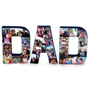 Mother&#39;s Day Photo letter Collage with hand painted back and side and front with photos / 8&quot; 3D pictures 360 Mom, Dad, Bro, Sis
