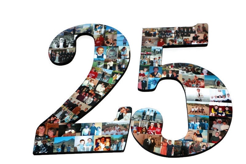 25th Anniversary, 25th Birthday Photo Collage Number, Number