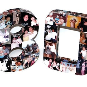 Number 80 80th Birthday Eighty 10th 30th 40th 100th Photo Number Letter Picture Collage Class Reunion Jersey 360 3D