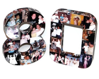 Number 80 80th Birthday Eighty 10th 30th 40th 100th Photo Number Letter Picture Collage Class Reunion Jersey 360 3D