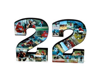 Freestanding Double Photo Number, Photo Collage, Birthday Gift, Photo Gift, Photo letter, Personalized gift, senior night collage