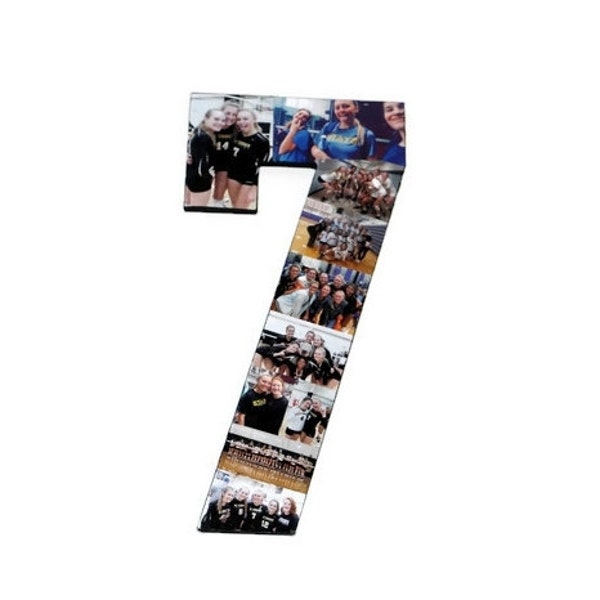 Number 7 Photo Number Collage Picture frame College Sport 7th Wedding Anniversary 7th Birthday Senior night year 2017 Jersey Number 7