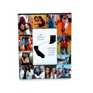 Long Distance State to State Best Friend Gift I miss you Friendship Frame Custom Cities Never Apart Miles Apart Going Away Moving