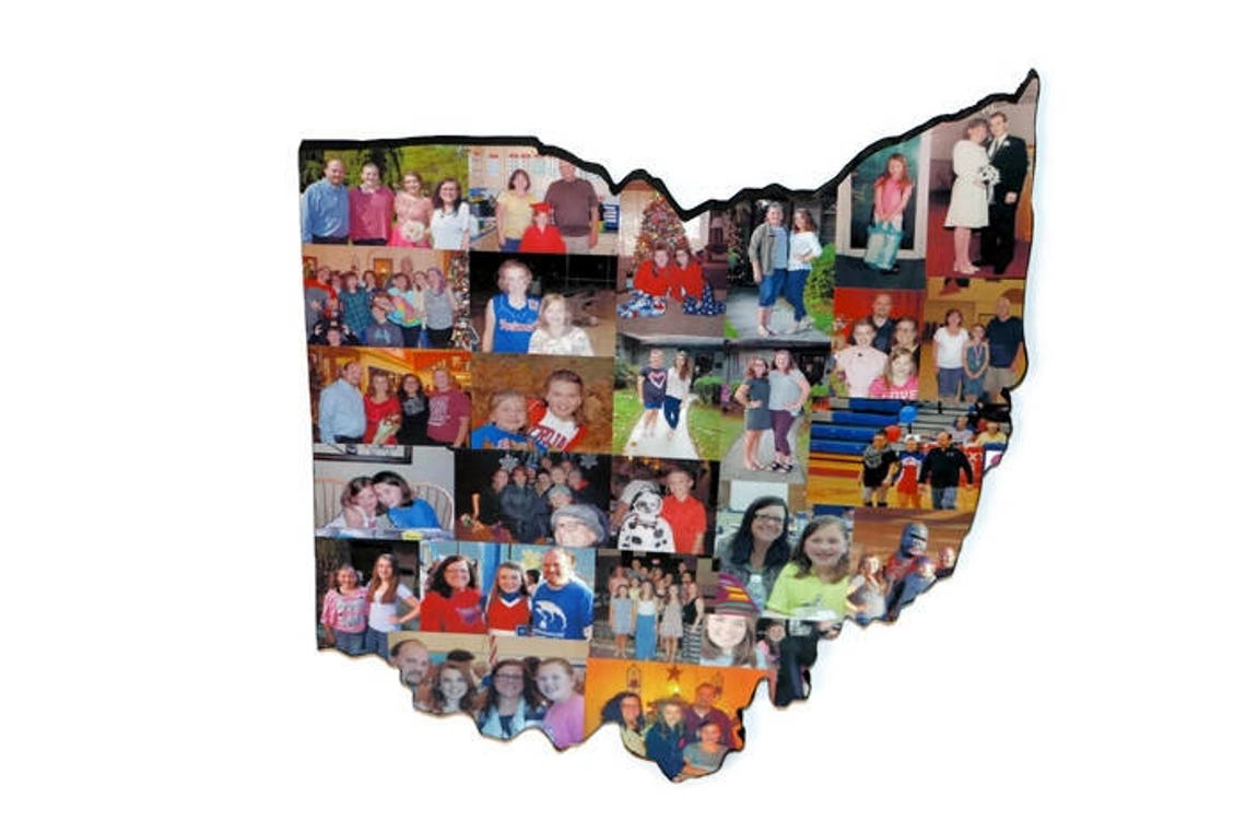 OHIO Ohio State Photo Collage On Wood Wooden State Cut Out Etsy
