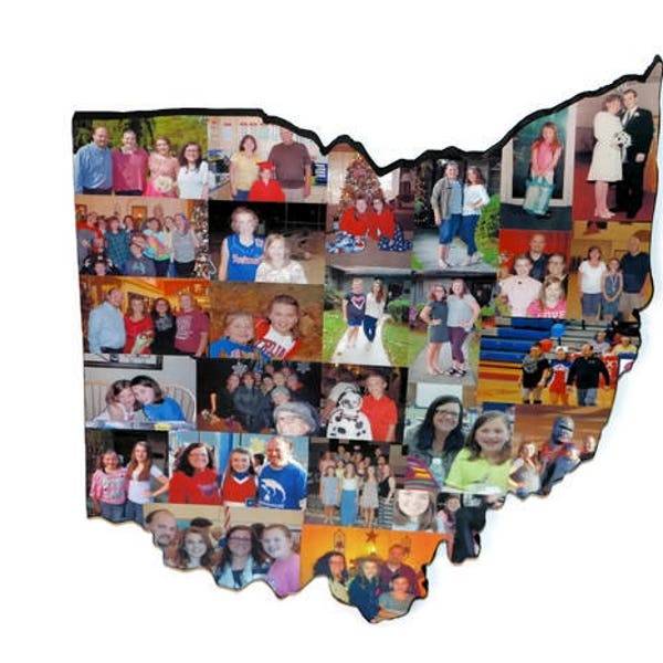OHIO | Ohio State Photo Collage on Wood | Wooden State Cut out | Collage Gift | College Moving | Missing Home | State Collage with photos