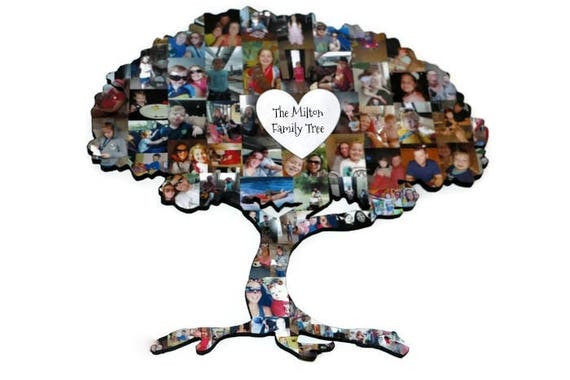 Family Tree Photo Collage Wood Cut Out Wall Decor Wood Cut Etsy