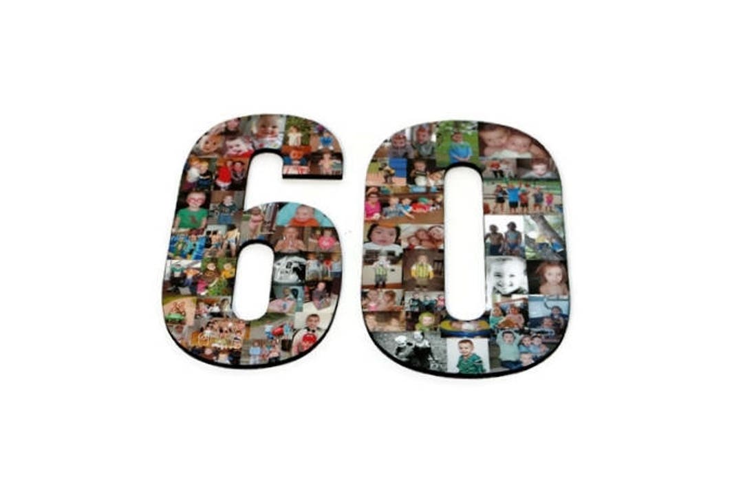 60 Number 60 Photo Number Collage Picture Frame College 60th Wedding