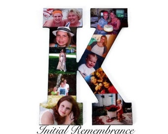 Custom Photo Collage Letter, Personalized Wooden Monogram Gift