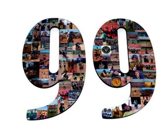 Number 99 99th Birthday 99th Anniversary Number Photo Collage 18" Senior Night Jersey Number Graduation centerpiece Surprise Party Decor