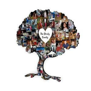 Family Tree Photo Collage Wood Cut out Wall Decor | Wood Cut out in the shape of a Tree | Family Tree photos | 20&quot; tall | Our Family Tree