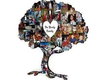 Family Tree Photo Collage Wood Cut out Wall Decor | Wood Cut out in the shape of a Tree | Family Tree photos | 20" tall | Our Family Tree