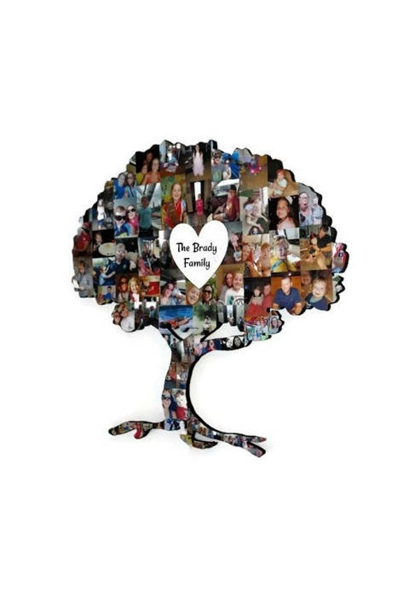 Family Tree Photo Collage Wood Cut Out Wall Decor Wood Cut Etsy
