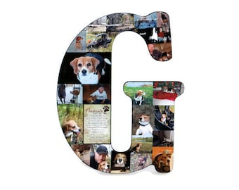 18" Photo Collage Letter Loss of Pet Animal Memorial Pet Memorial Collage In Loving Memory Best Friend Gift, Alphabet Collage unique present