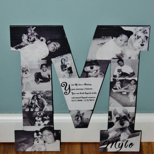 Wedding Birthday Wooden Photo Letter Picture Letter Custom Personalized Monogram 13' Letter discount Photo Collage Pet in Loving Memory Sympathy