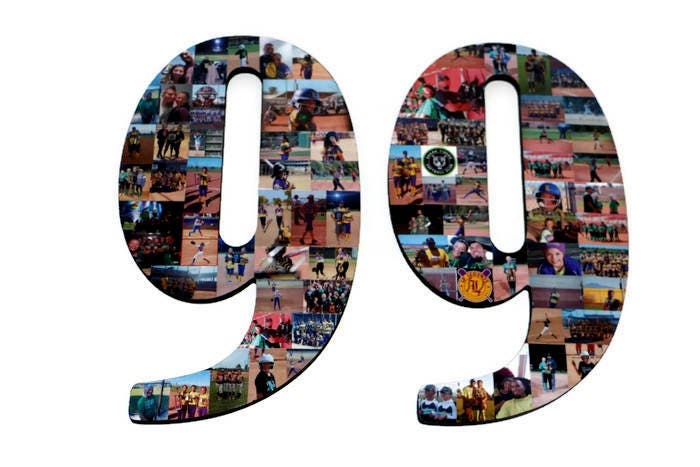 Number 99 99th Birthday 99th Anniversary Number Photo Collage 18 Senior