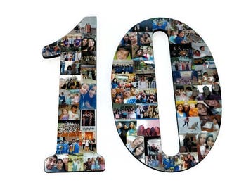 10 10th Senior Night Number Photo Collage Huge 18" Two Digit Letter Collage Birthday Anniversary Party Jersey Number Graduation Fraternity