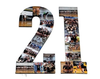 Number 21 Photo Number Collage Picture frame College Sport Wedding Anniversary 21st Birthday Senior night year 2017 Jersey Number 21