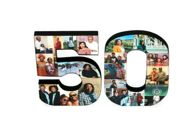 Freestanding Double Photo Number, Photo Collage, Birthday Gift, Photo ...
