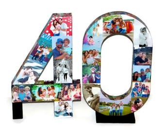 40th Birthday NUMBER 40 40th Anniversary Forty Photo Collage Number Picture Collage