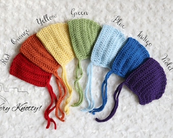 Rainbow Crochet Baby Bonnet, Newborn to Toddler, Handmade Baby Shower Gift