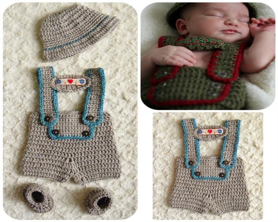 Handmade Lederhosen Crochet Baby Alpine Bavarian Outfit Etsy