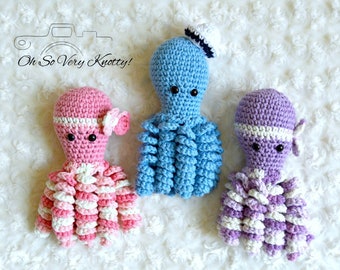 NICU Preemie Octopus. Boy Sailor, Pink & Purple Girly Handmade Amigurumi Preemie-Buddy, Newborn comfort octopus, Baby Toy Crochet Octopus 7"