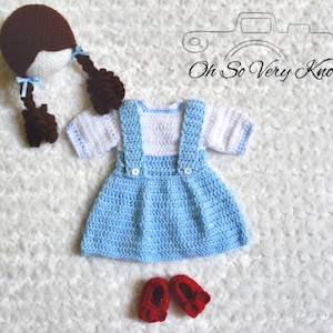 Wizard of Oz Inspired Dorothy handmade crochet baby costumes. Celebrating the 80th ANNIVERSARY!