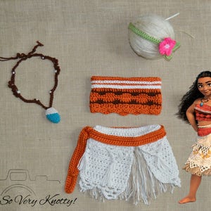 Disney's Moana-Inspired Outfit, Costume, Photo Prop, Newborn, Baby Moana Theme photo shoot, Crochet. SANDALS optional Moana & Maui image 9