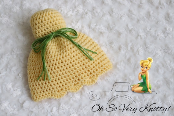 Disney's Fairy Tinkerbell inspired baby girl handmade crochet Also  available w/ Diaper Cover Wings sold