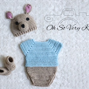 Disney&#39;s Inspired Winnie the Pooh / Little Roo Crochet Baby Handmade Costume / Photo Prop Hat and Onesie NEW!!! Girl version in lavender.