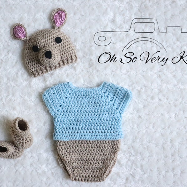 Disney's Inspired Winnie the Pooh / Little Roo Crochet Baby Handmade Costume / Photo Prop Hat and Onesie NEW!!! Girl version in lavender.