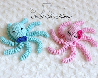 NICU Preemie Octopus. Boy Blue, Girl Pink Handmade Amigurumi Preemie-Buddy, Newborn comfort octopus, Baby Toy Crochet Octopus 7"