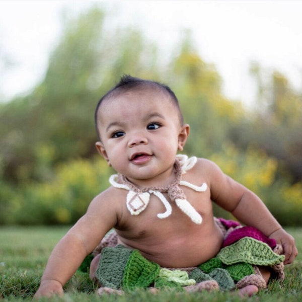 Disney's Moana Maui Inspired Outfit, Handmade Maui Costume, Photo Prop, Newborn, Baby Moana Theme photo shoot, Crochet Costume.