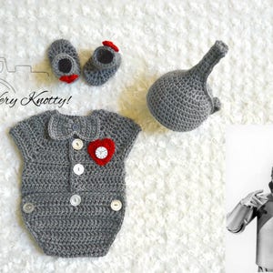 Handmade Crochet Wizard of Oz Inspired boy/girl TINMAN hat and bodysuit with heart outfit, costume
