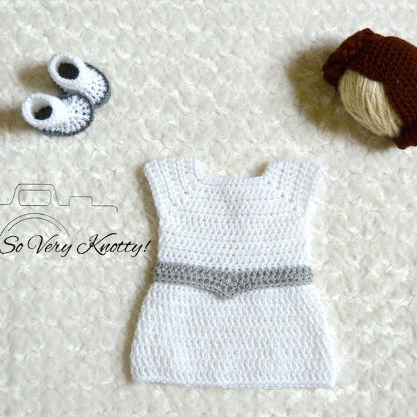 Star Wars Princess Leia Inspired Baby Handmade Costume/ Crochet Princess Leia Wig, Dress & Booties/Star Wars Costume/Princess Photo Prop