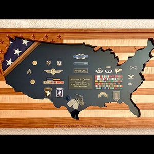 NEW! Handcrafted American Flag United States Shadow Box - cherry & maple - laser engravings