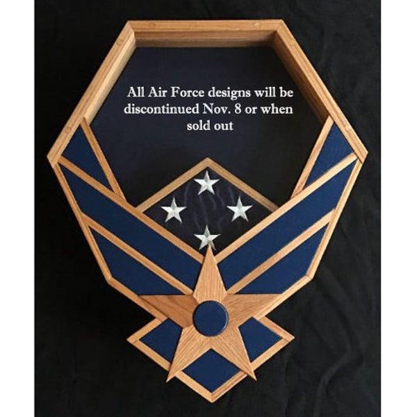 Air Force Shadow Box - Oak & Blue Inlays - will be discontinued Nov 8 or when sold out