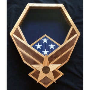 Handcrafted Air Force Shadow Box - Oak & Black Walnut - Includes Flag!!